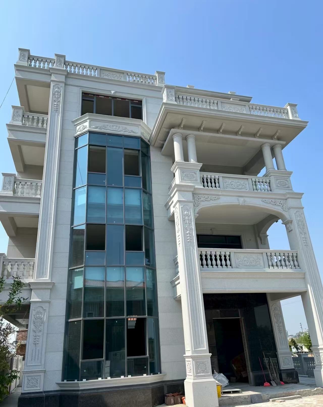 日照 芝麻白花岗岩别墅外墙干挂效果展示