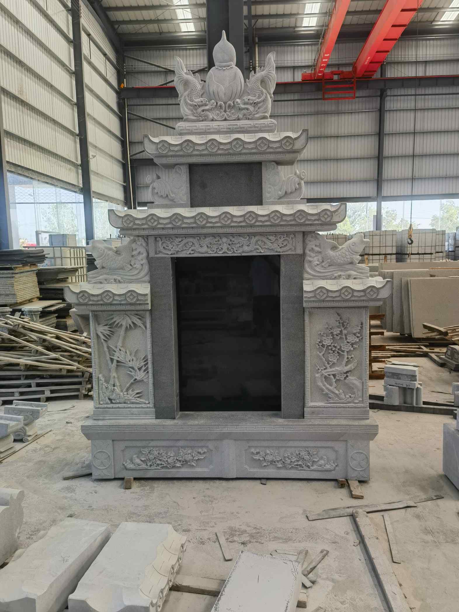 日照 芝麻灰高档墓碑、土墓，一套也支持定做